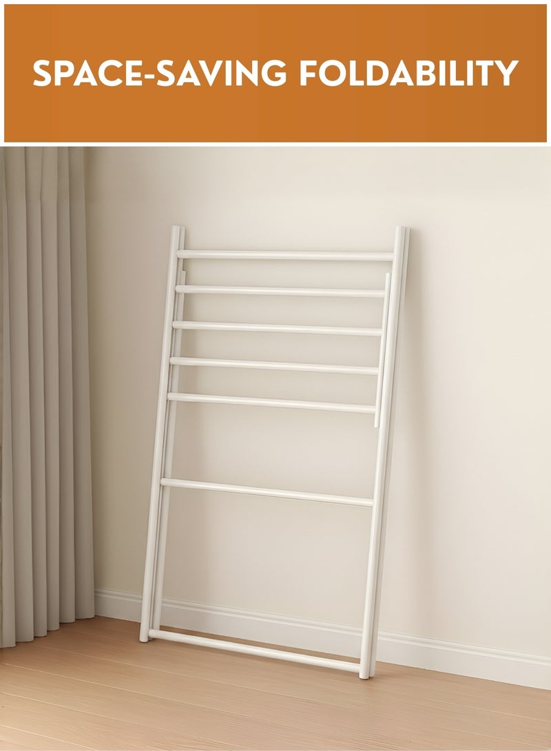 JUNI Foldable Clothes Drying Stand Heavy Duty Metal Garment Rack with Shoe Shelf, Portable Clothing Rack Stand for Bedroom & Laundry, Space-Saving, Clothes Hanger Stand Drying Rack - Image 3